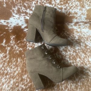 JustFab Army Coca Velvet Bootie